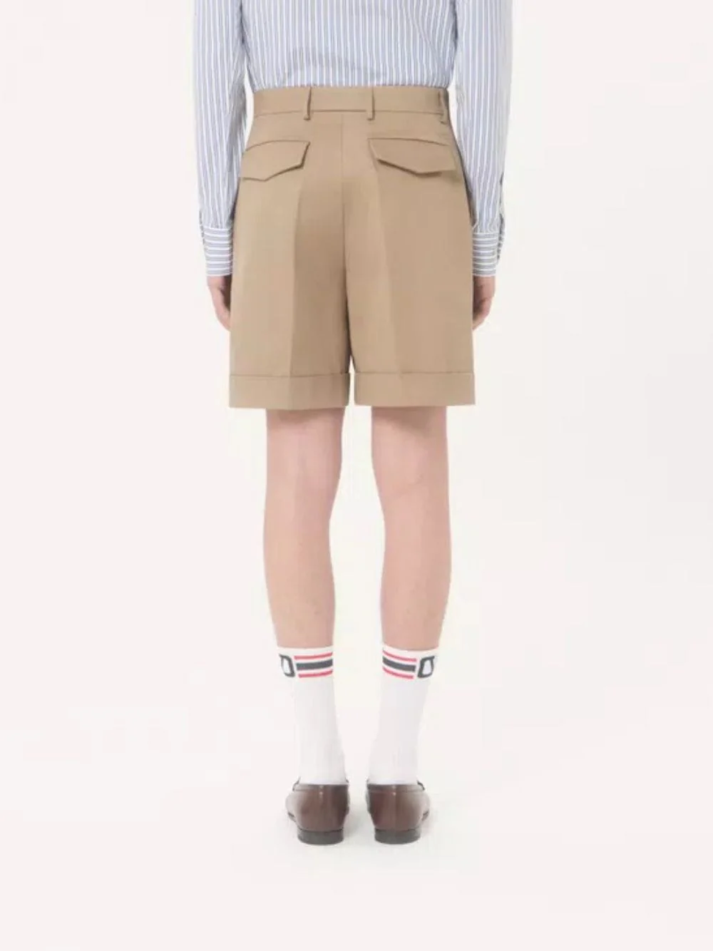 Beige Cotton Gabardine Bermuda Shorts - Image 3