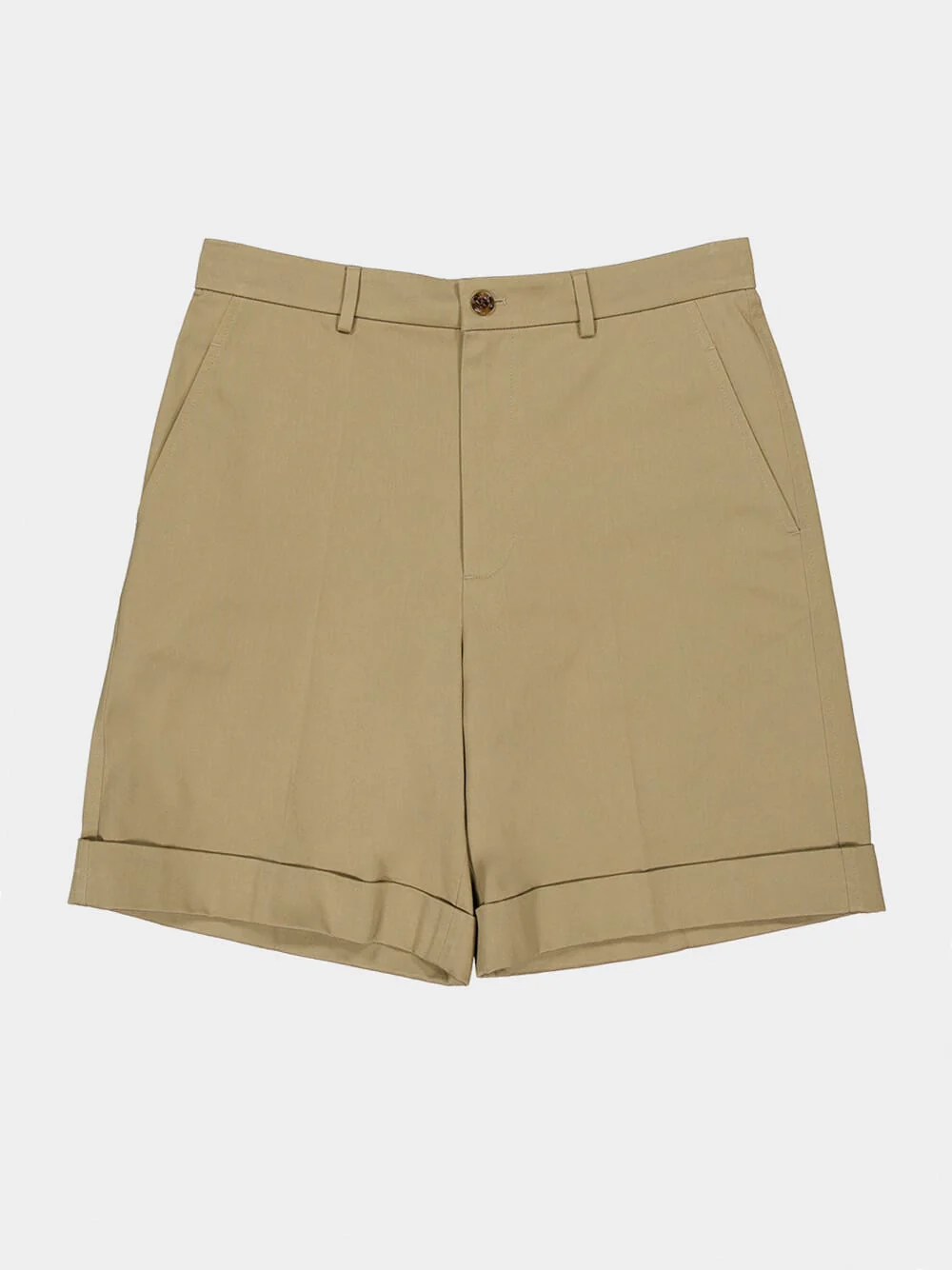 Beige Cotton Gabardine Bermuda Shorts - Image 7