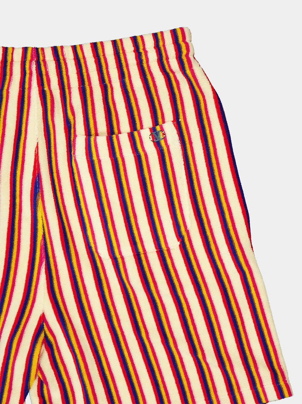 Orange and Brown Striped Viscose Shorts - Image 4