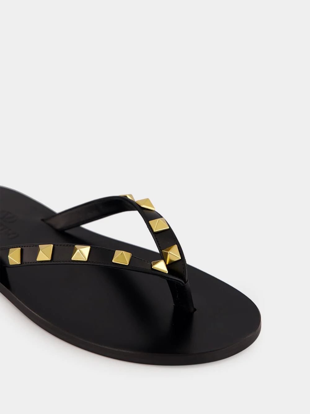 Black Rockstud Leather Slides - Image 6
