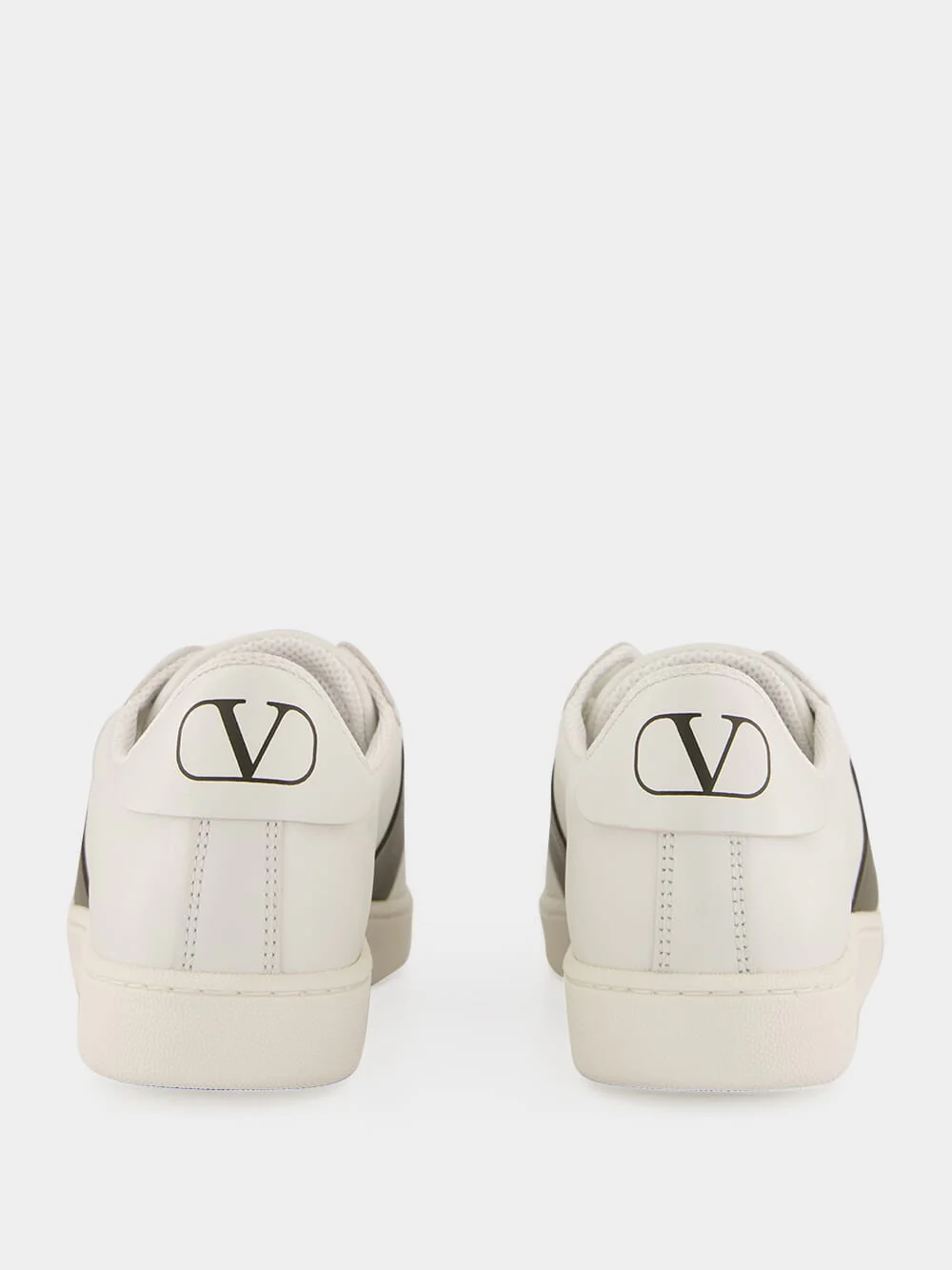 White and Khaki Green Nappa Leather Sneakers - Image 5