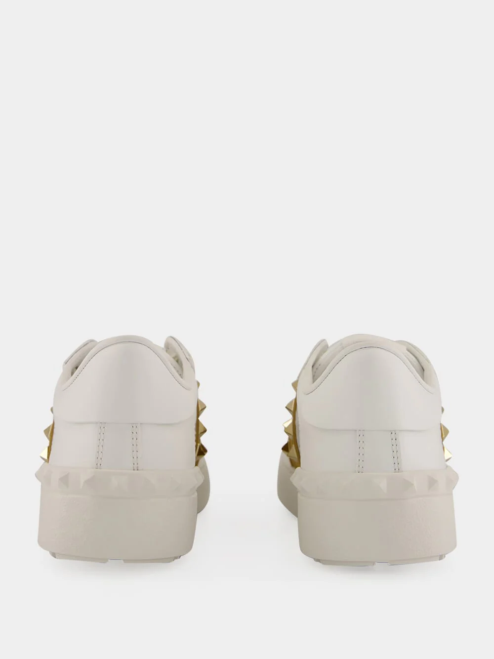 White and Havana Rockstud Leather Sneakers - Image 5