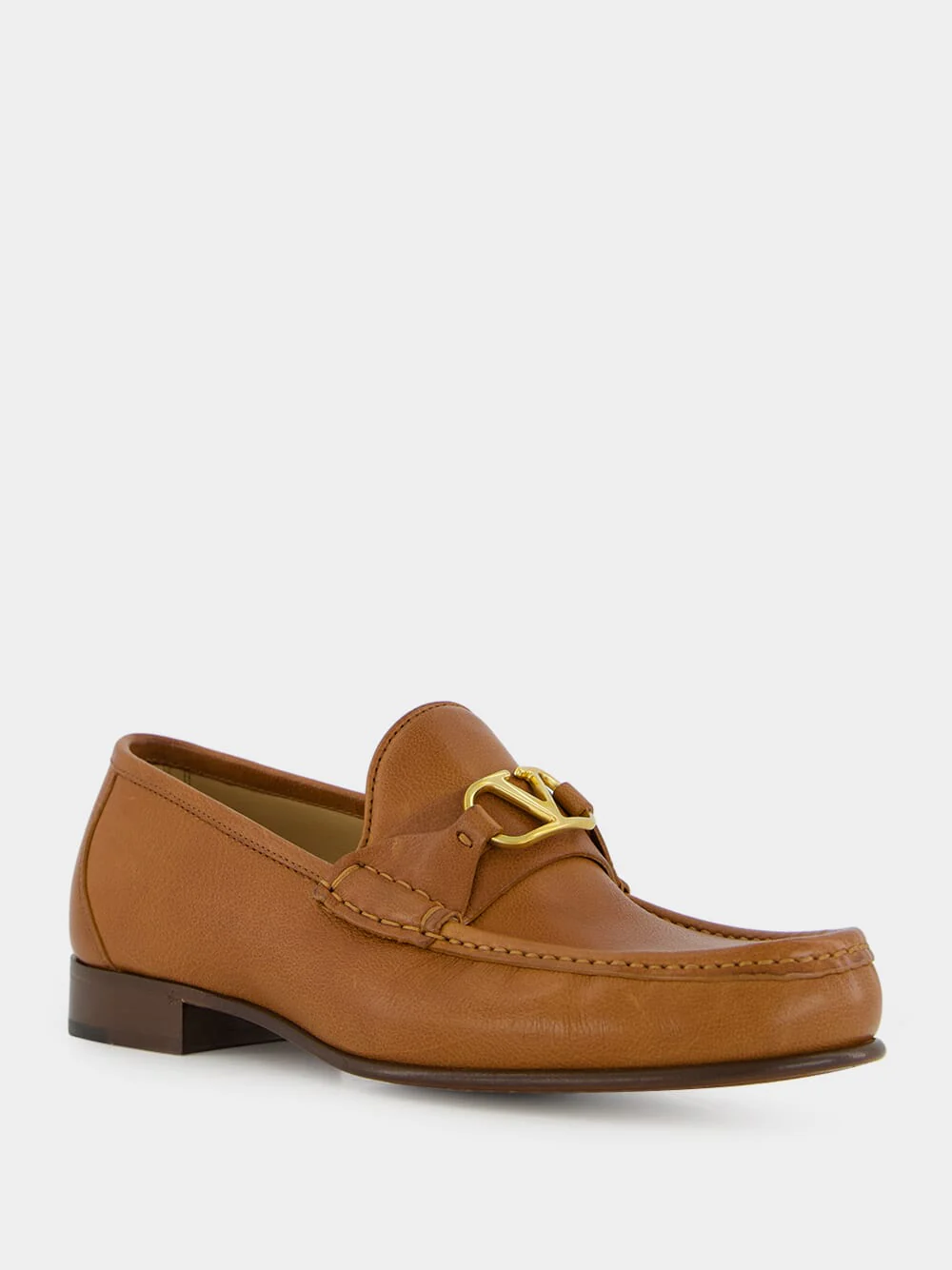 Tobacco V-Logo Signature Buffalo Loafers - Image 2
