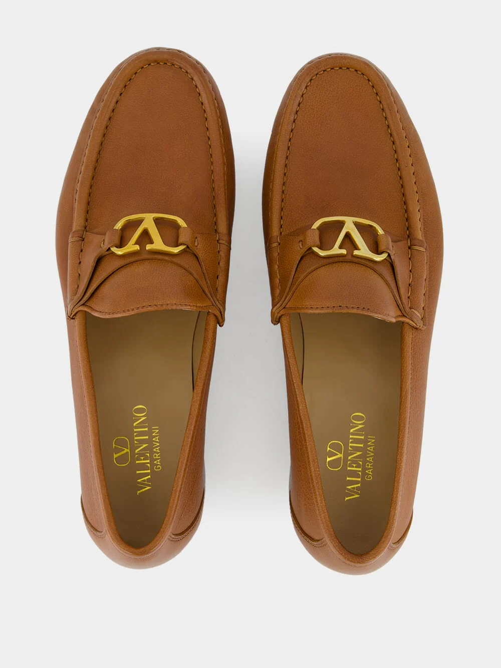 Tobacco V-Logo Signature Buffalo Loafers - Image 4