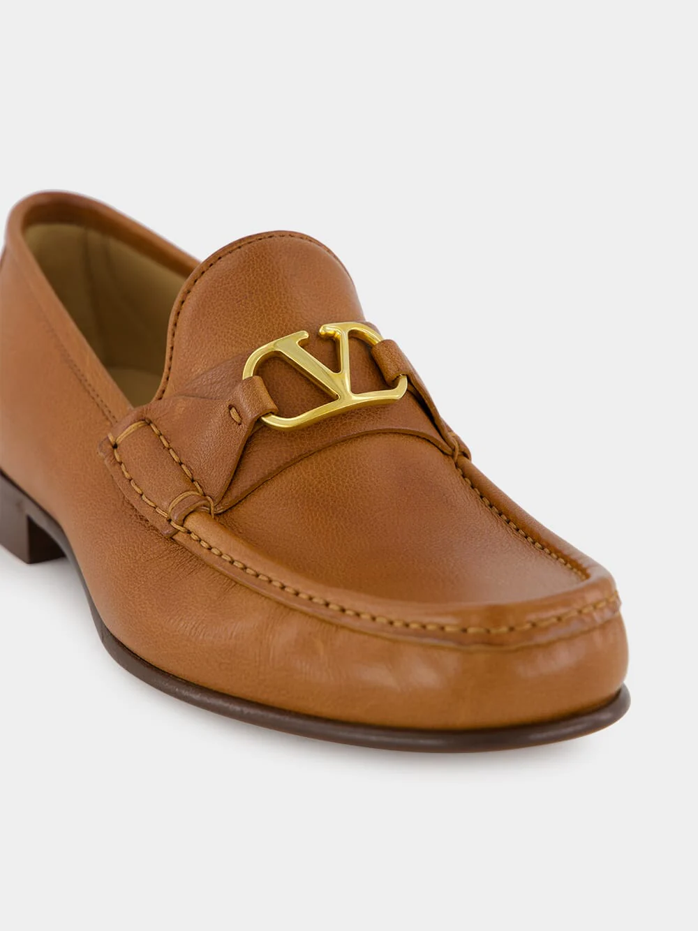 Tobacco V-Logo Signature Buffalo Loafers - Image 6