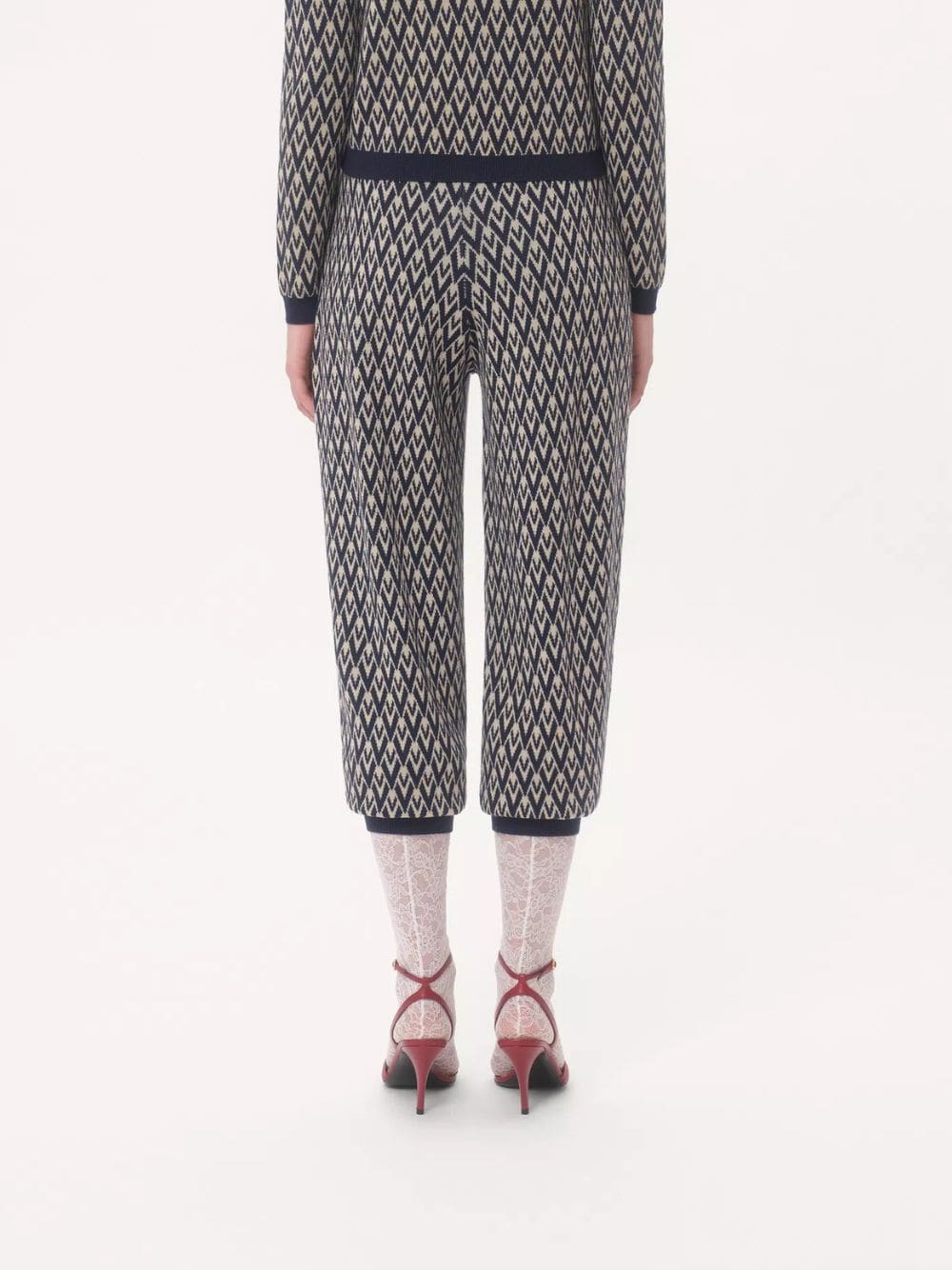 Toute la V Jacquard Wool Knit Trousers - Image 10