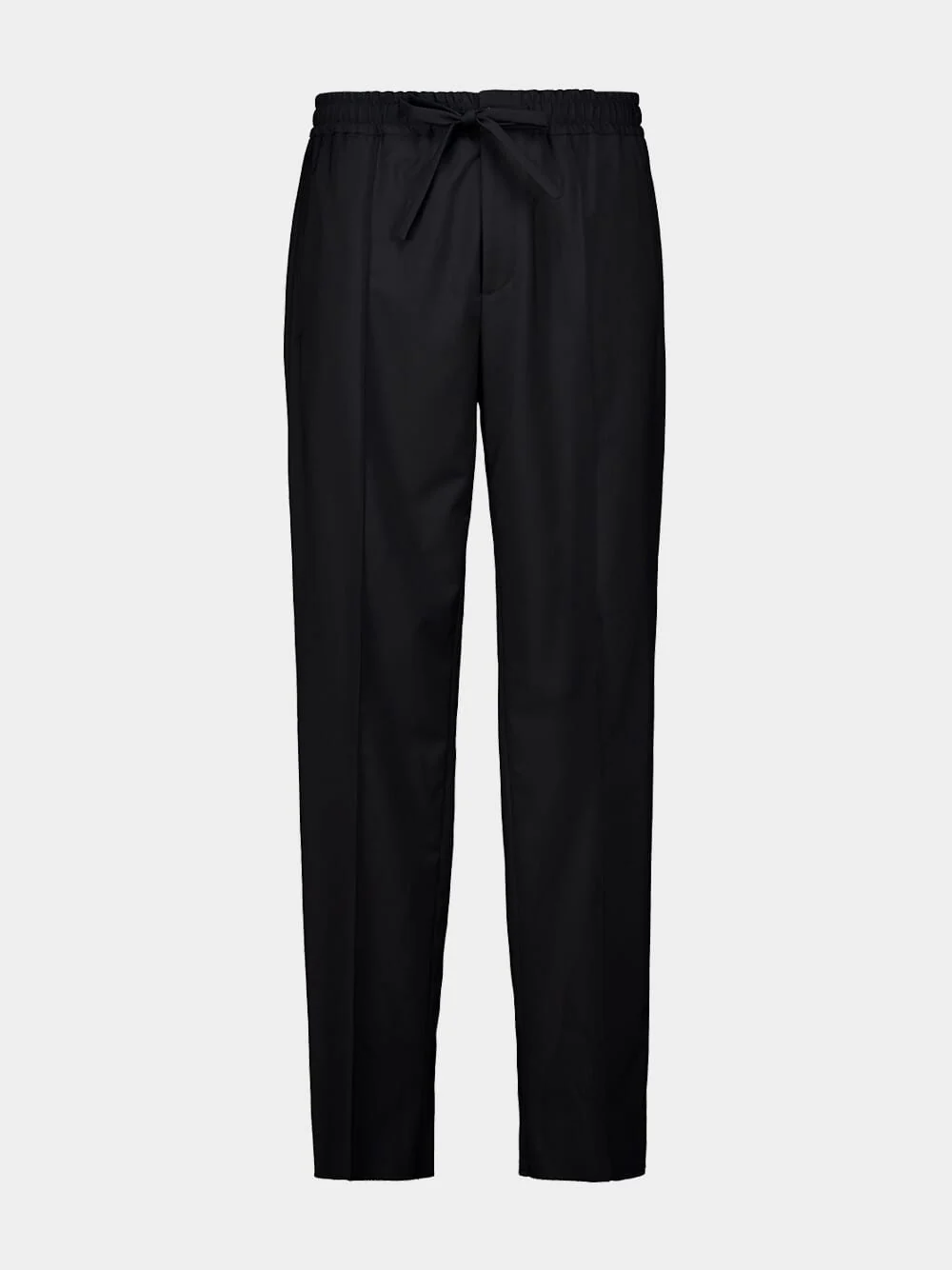 Black Straight Fit Wool Mohair Trousers