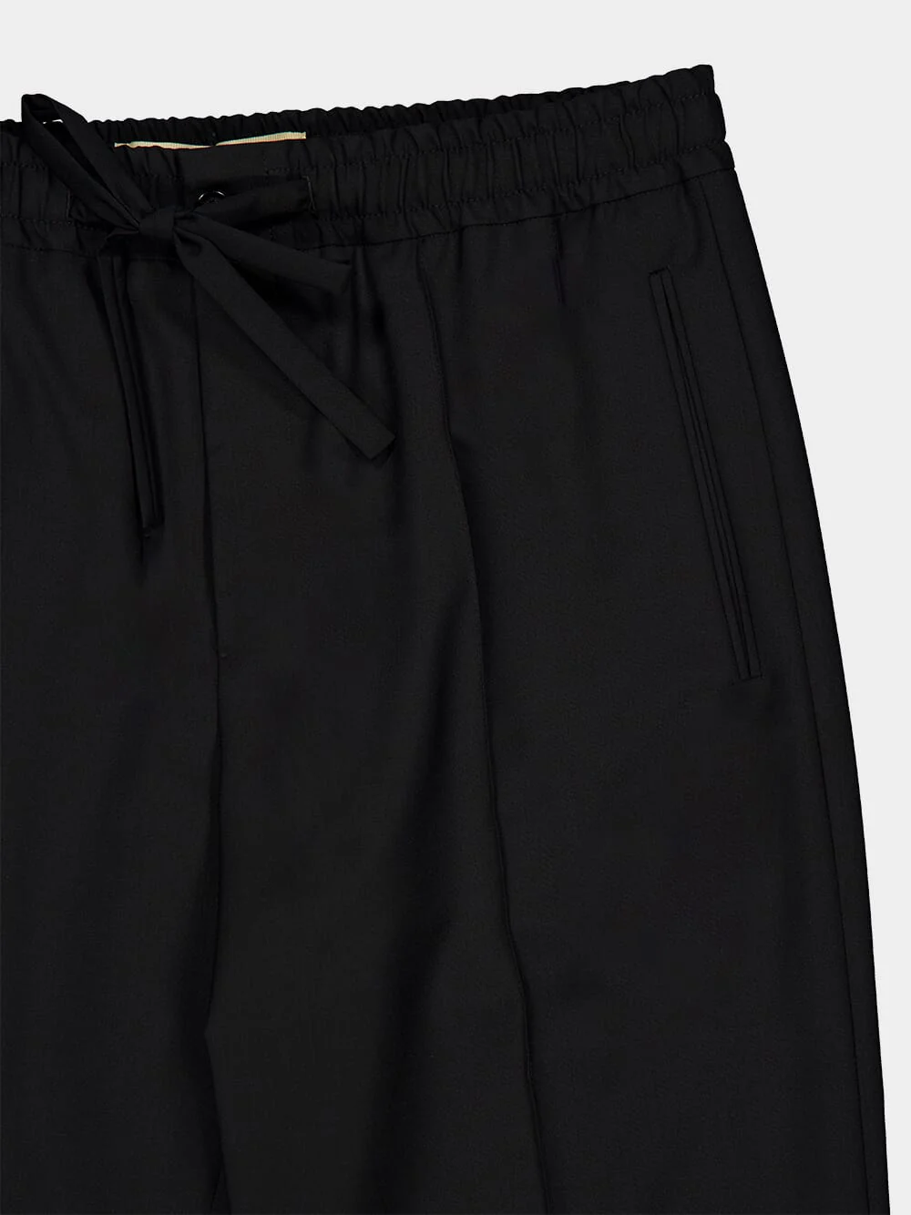 Black Straight Fit Wool Mohair Trousers - Image 3