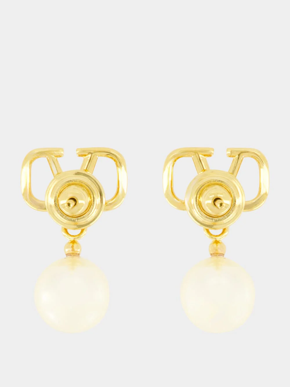 VLogo Signature Pearl Earrings Gold - Image 2