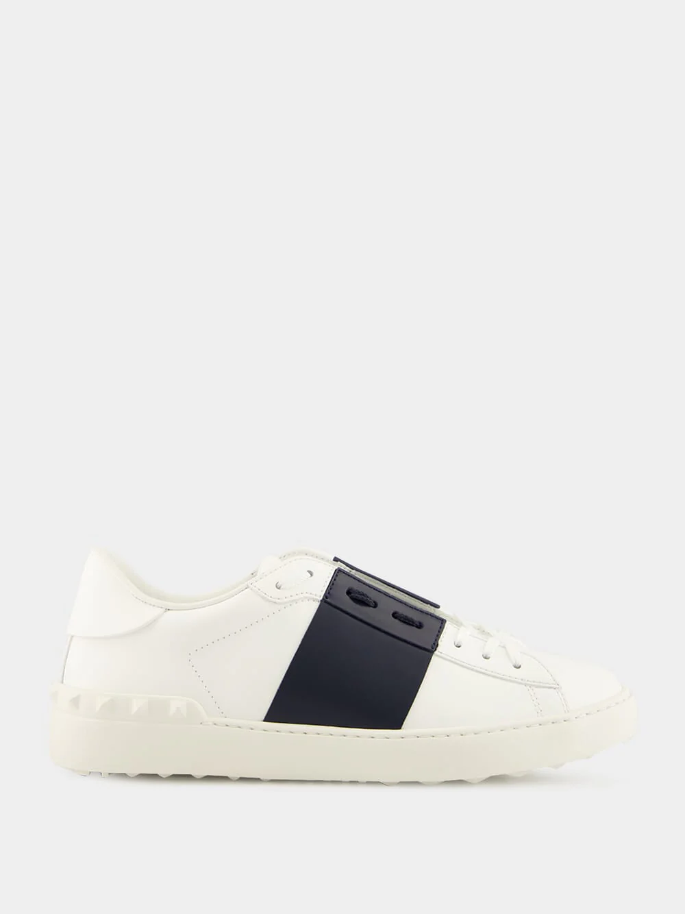 White and Blue Calfskin Open Sneaker