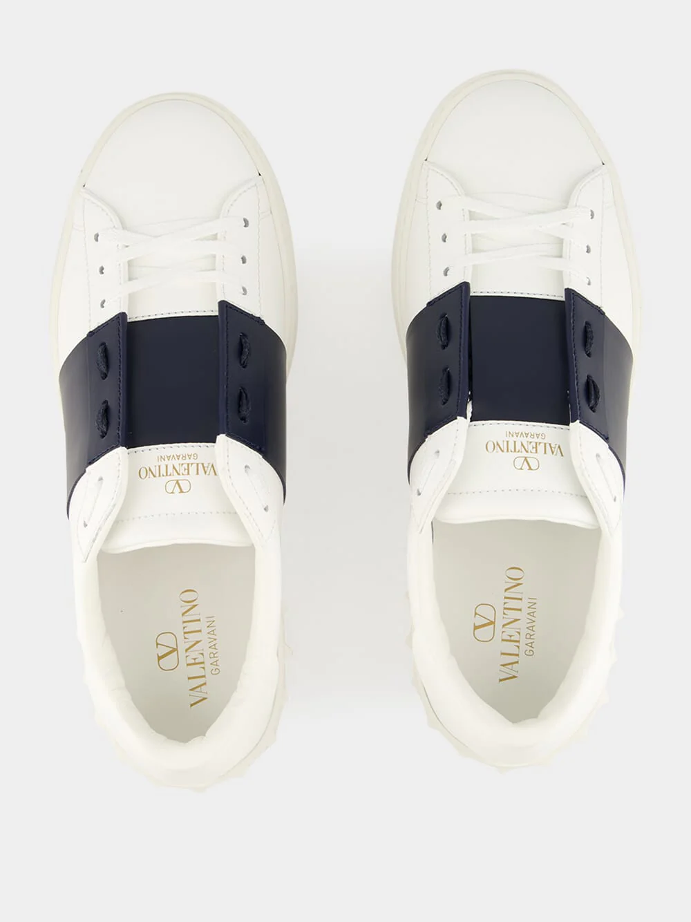 White and Blue Calfskin Open Sneaker - Image 4