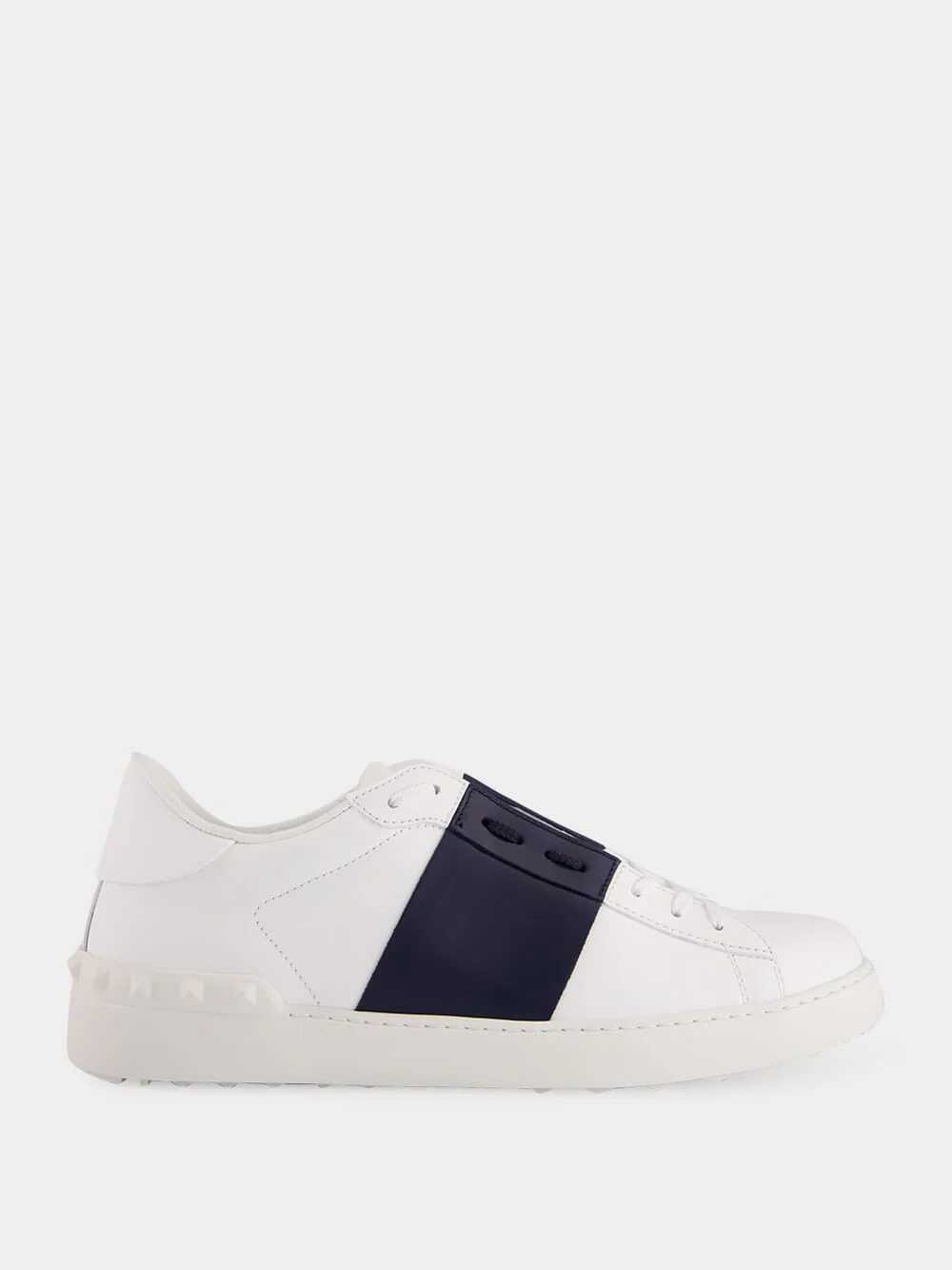 White and Blue Calfskin Open Sneaker