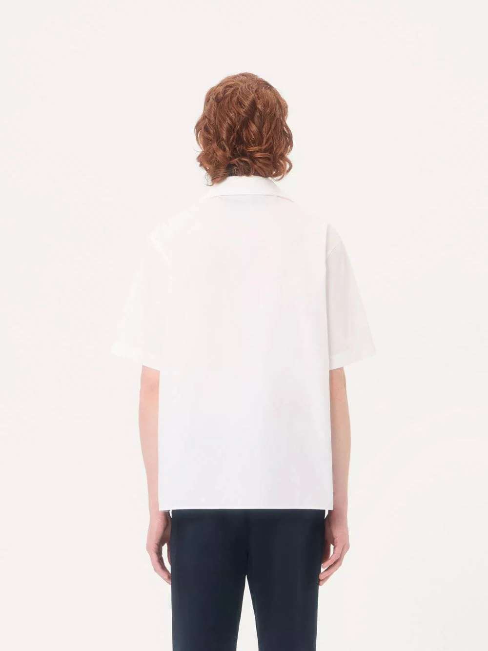 White Bowling Shirt in Cotton Poplin with Vgold - Image 3
