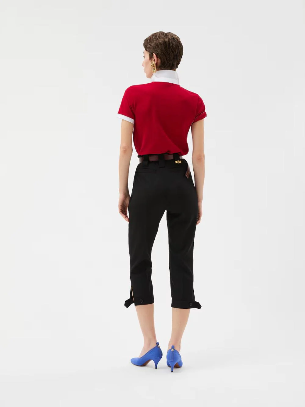 Black Wool High-Waisted Capri Trousers - Image 3