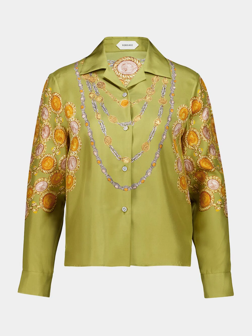 Chartreuse Printed Silk Twill Shirt