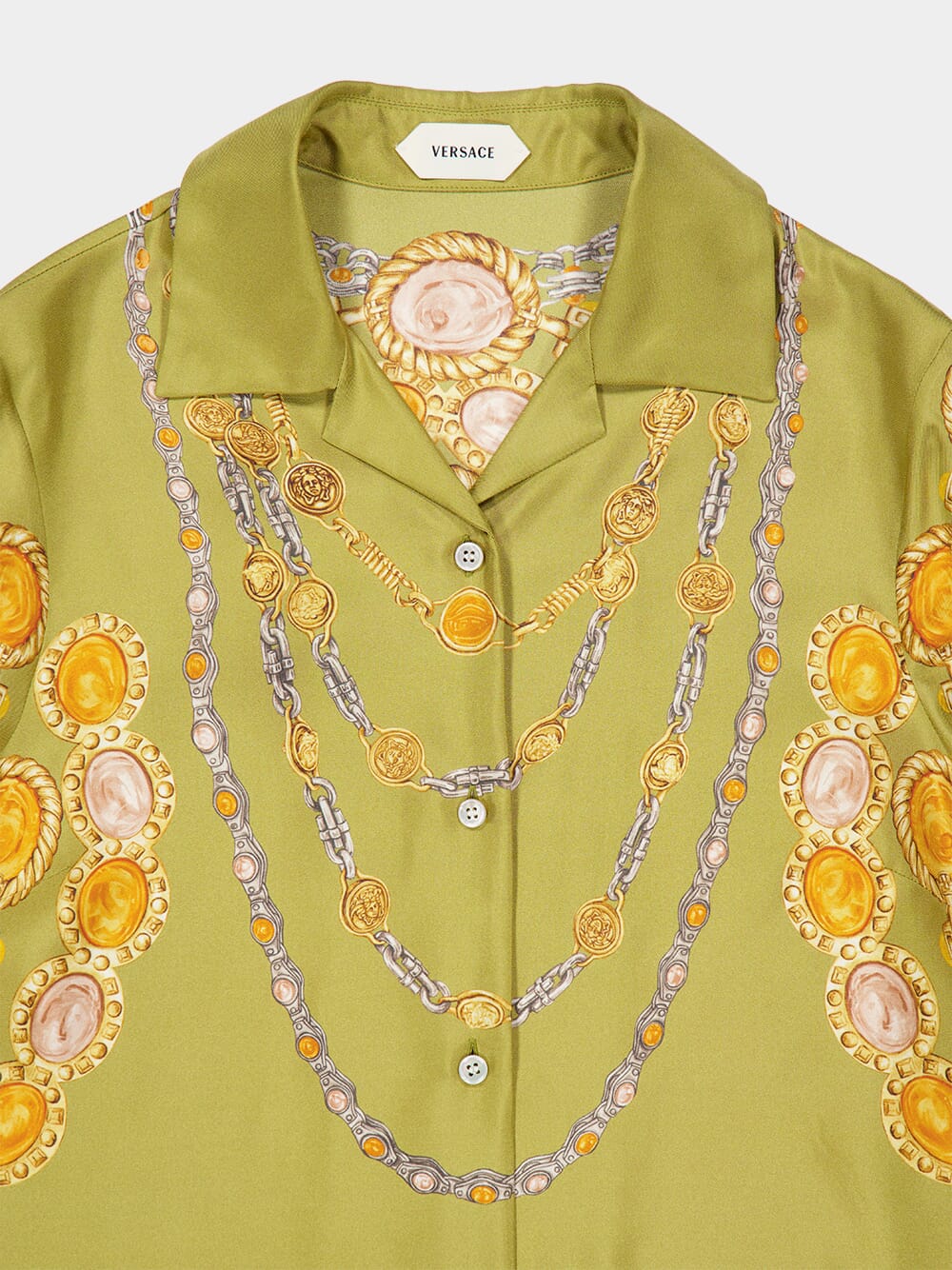 Chartreuse Printed Silk Twill Shirt - Image 3