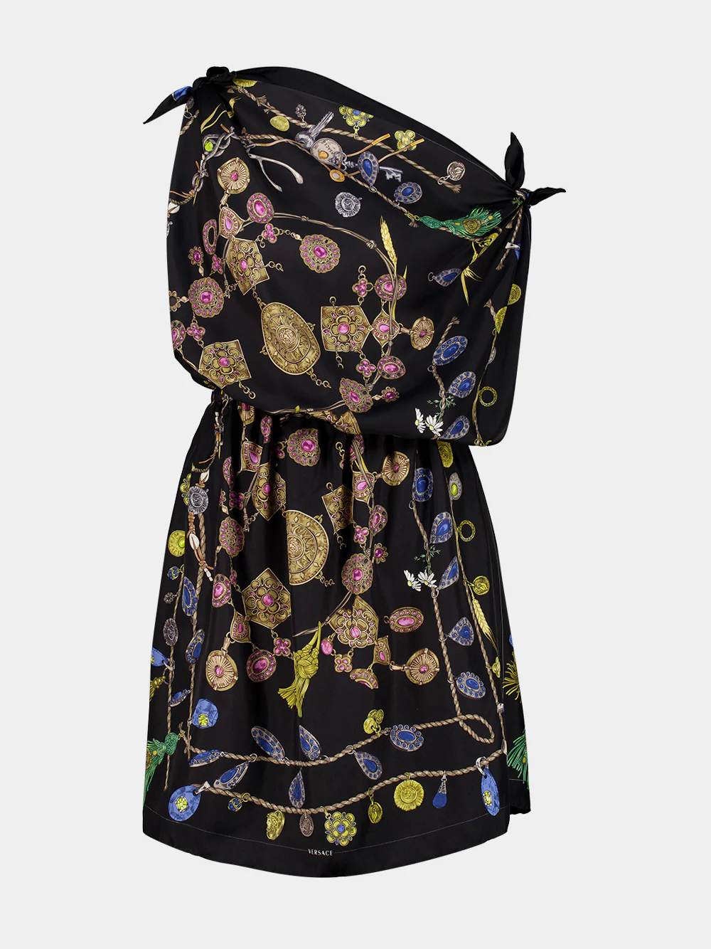 Black Broken Jewels Silk Midi Dress