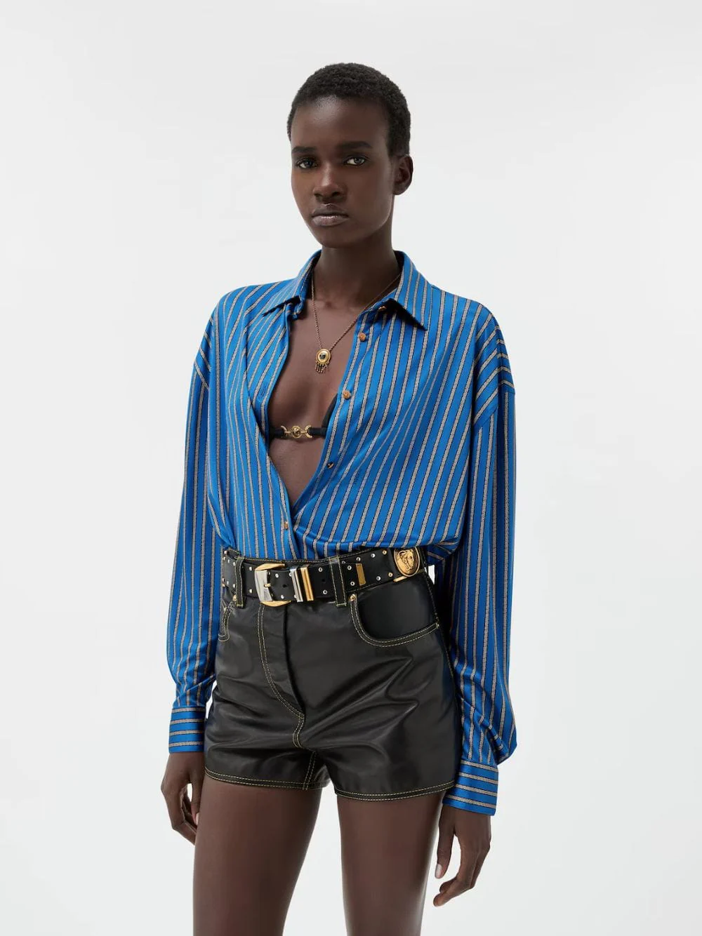 Blue Greca Viscose Shirt - Image 2