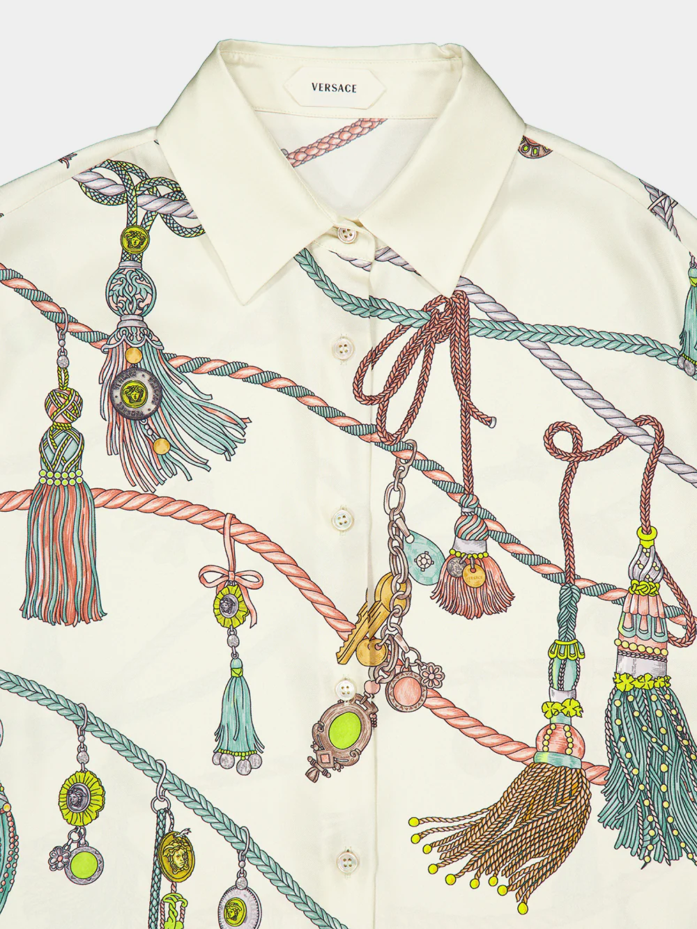 White Printed Silk Twill Shirt - Image 5