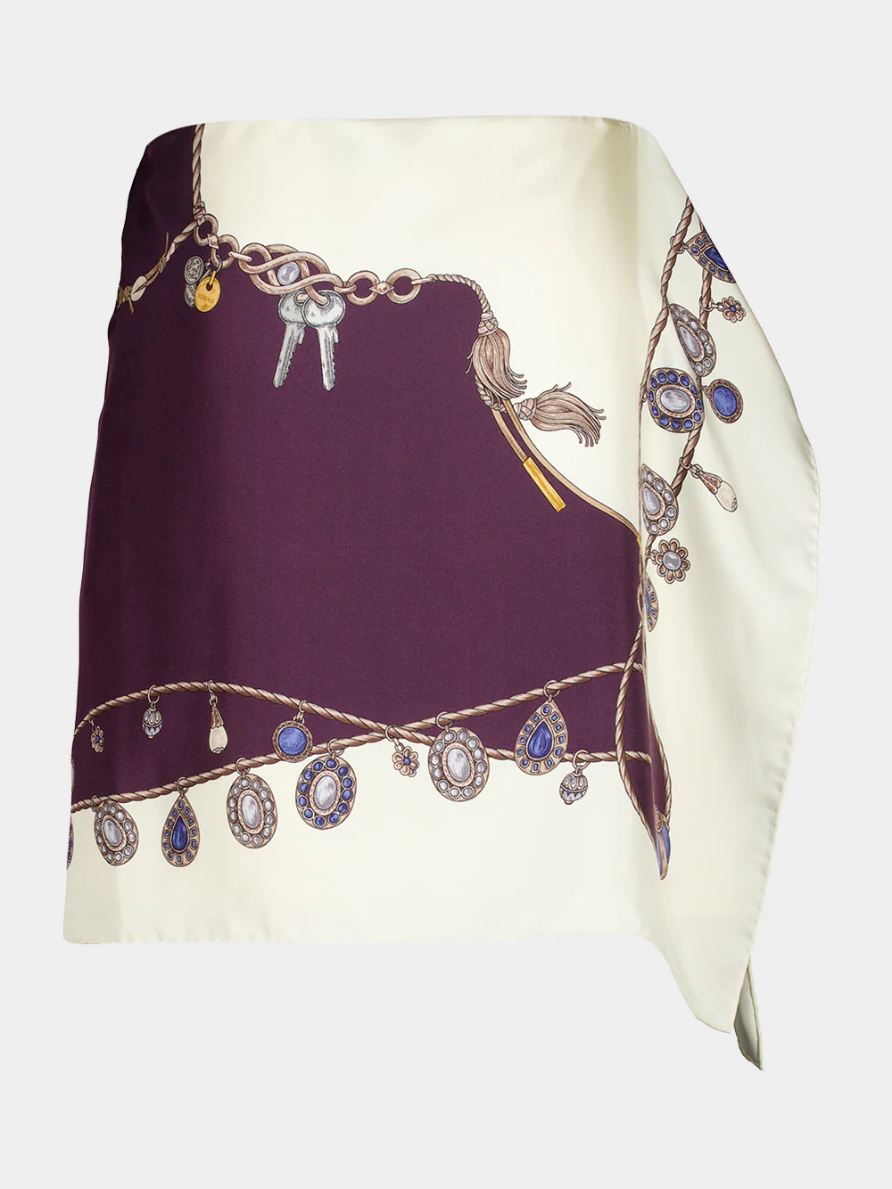 Burgundy Stolen Jewels Silk Mini Skirt - Image 4
