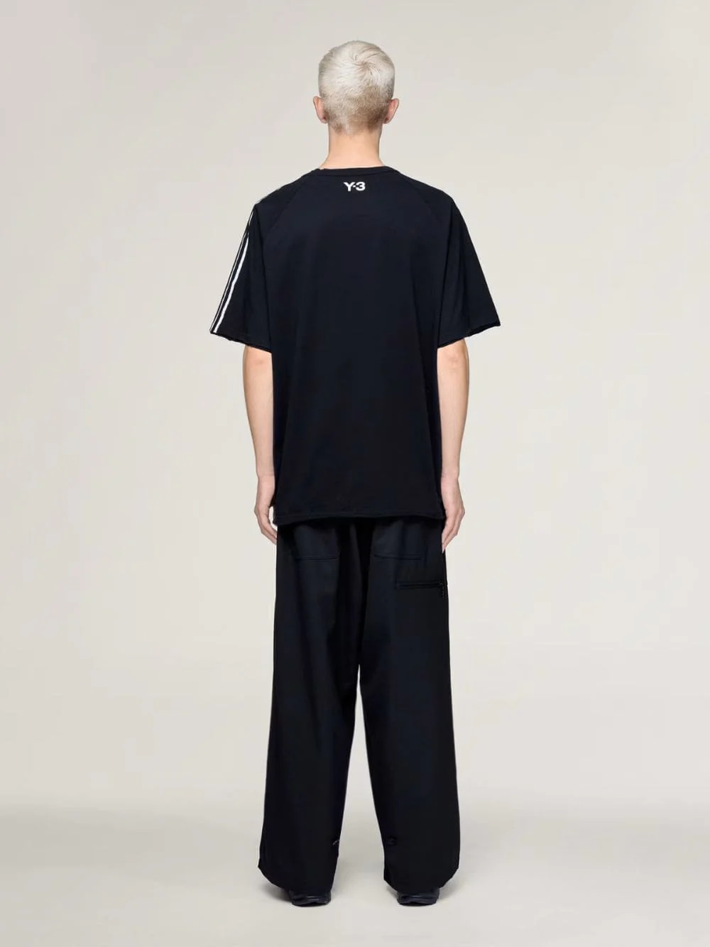 Black 3-Stripes Raw Edge T-Shirt - Image 3