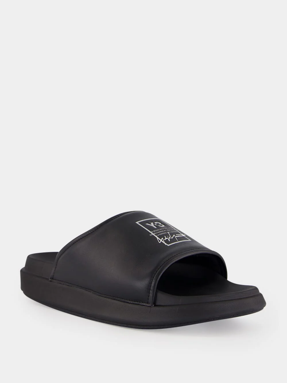 Black Logo Leather Slides - Image 2