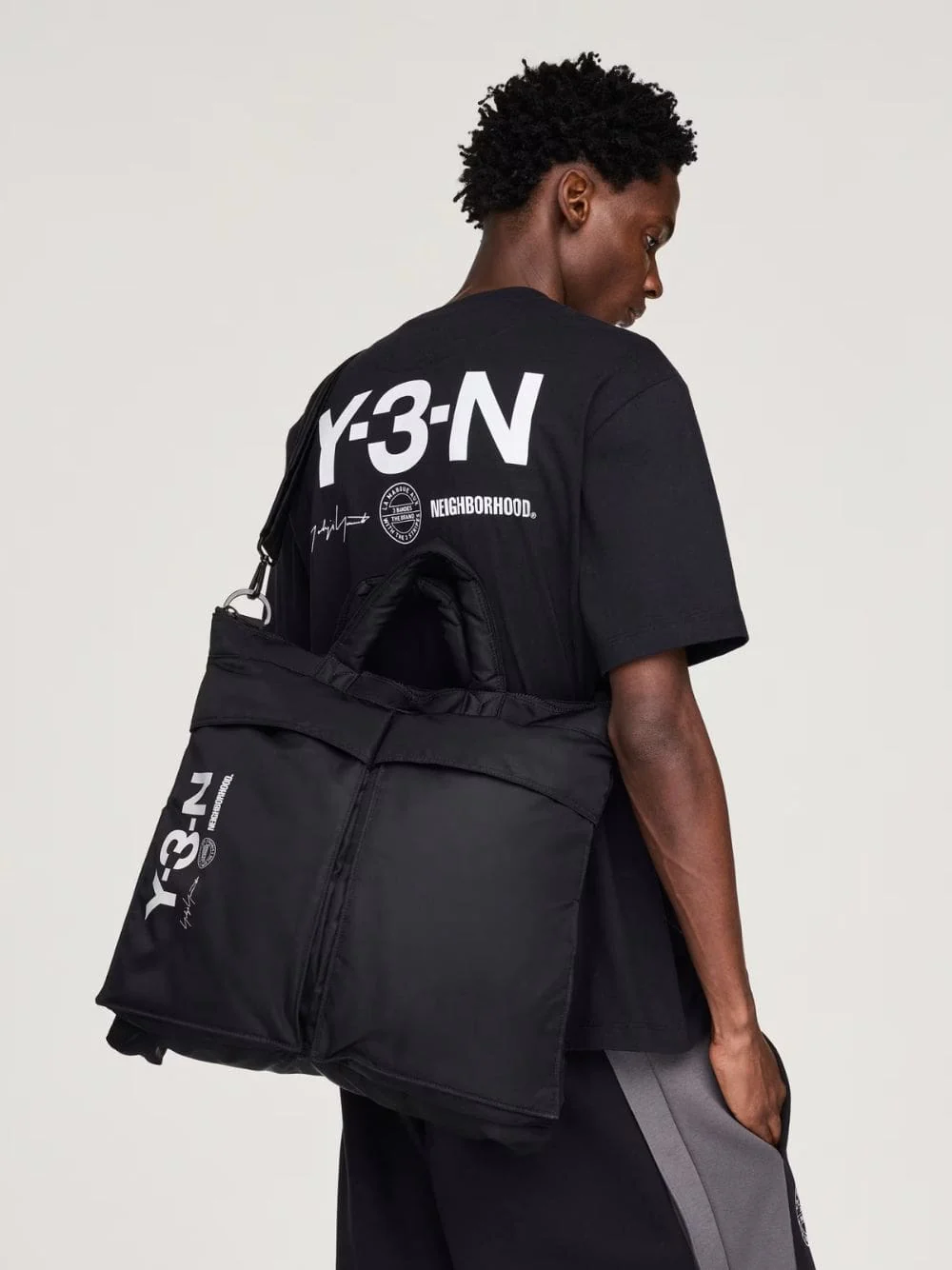 Black Padded Nylon Tote Bag