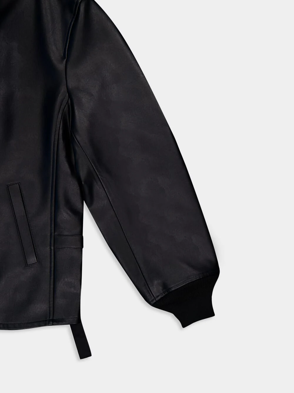 Black Pleather Bomber Jacket - Image 6