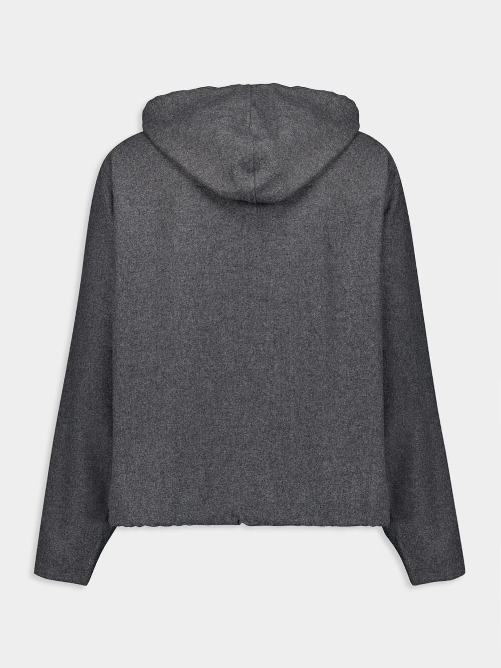 Grey Wool Logo Zip Hoodie - Image 2