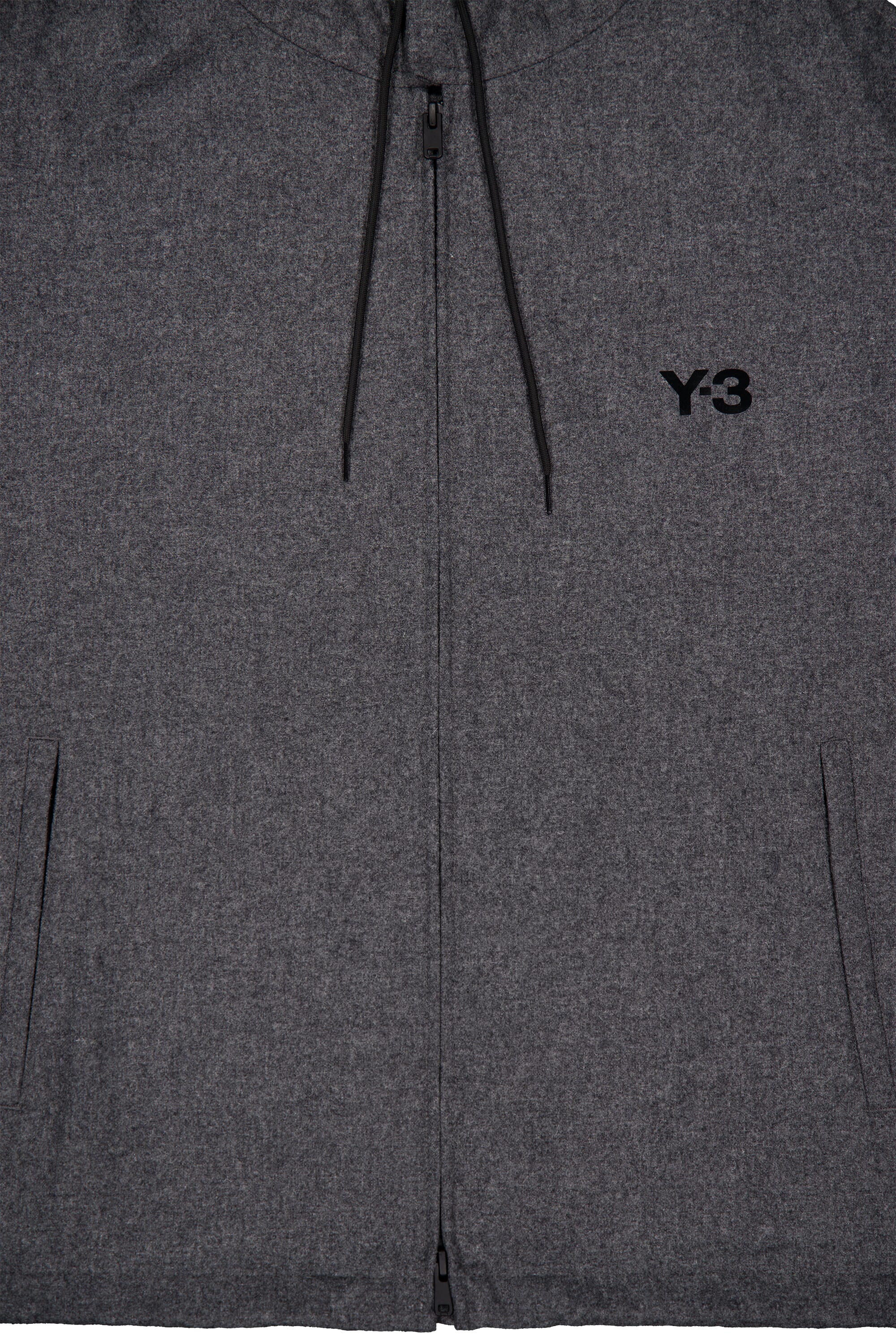 Grey Wool Logo Zip Hoodie - Image 3