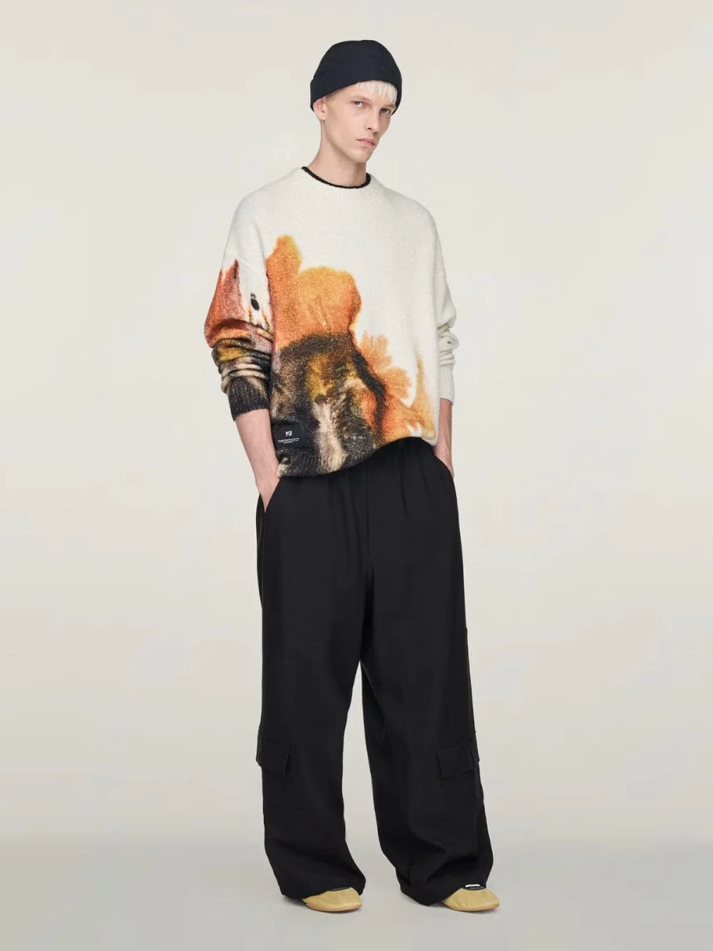 Core White AOP Knit Crew Sweater - Image 2