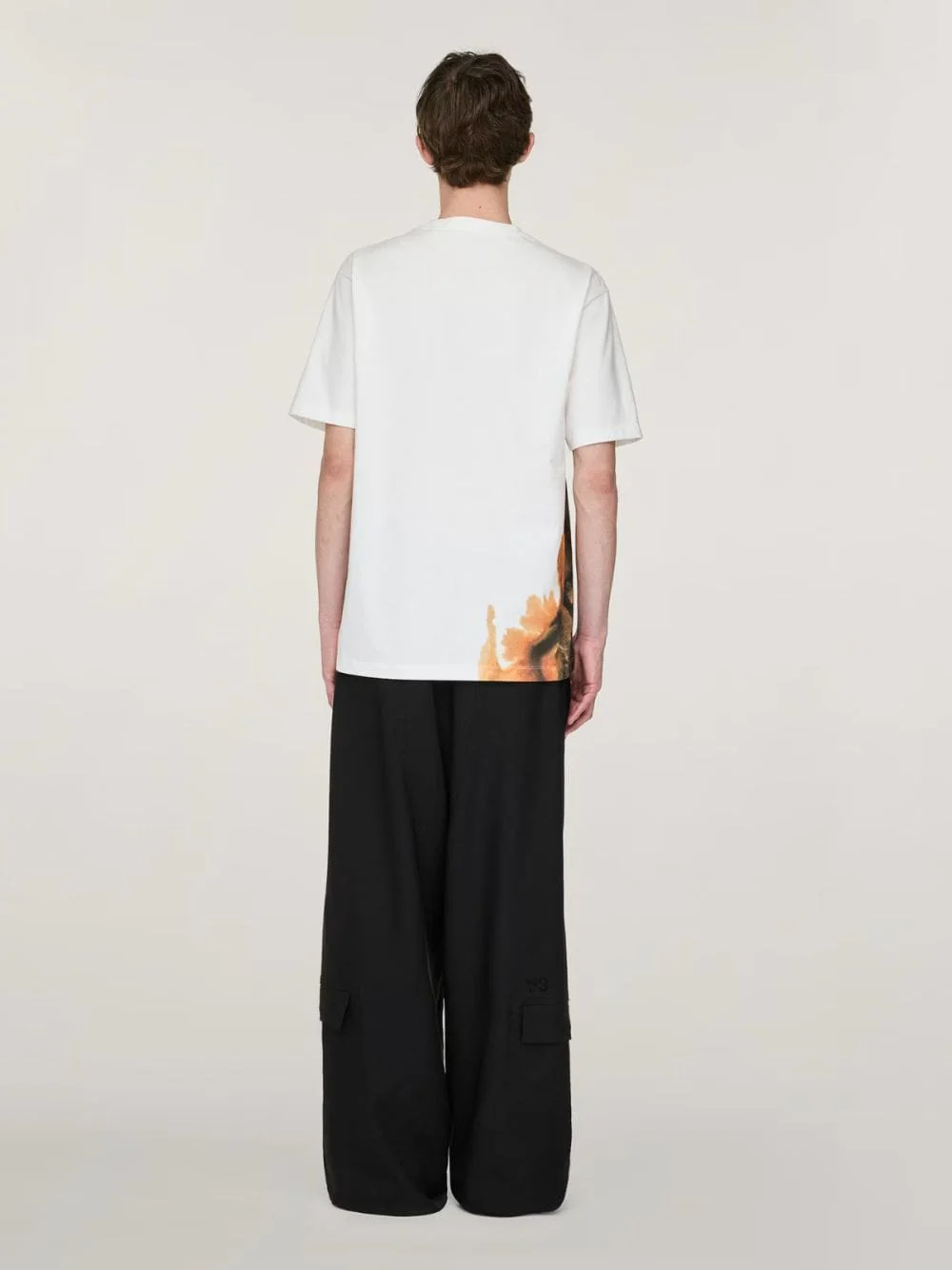 White Oversized T-Shirt with Amber Ink Print - Image 3