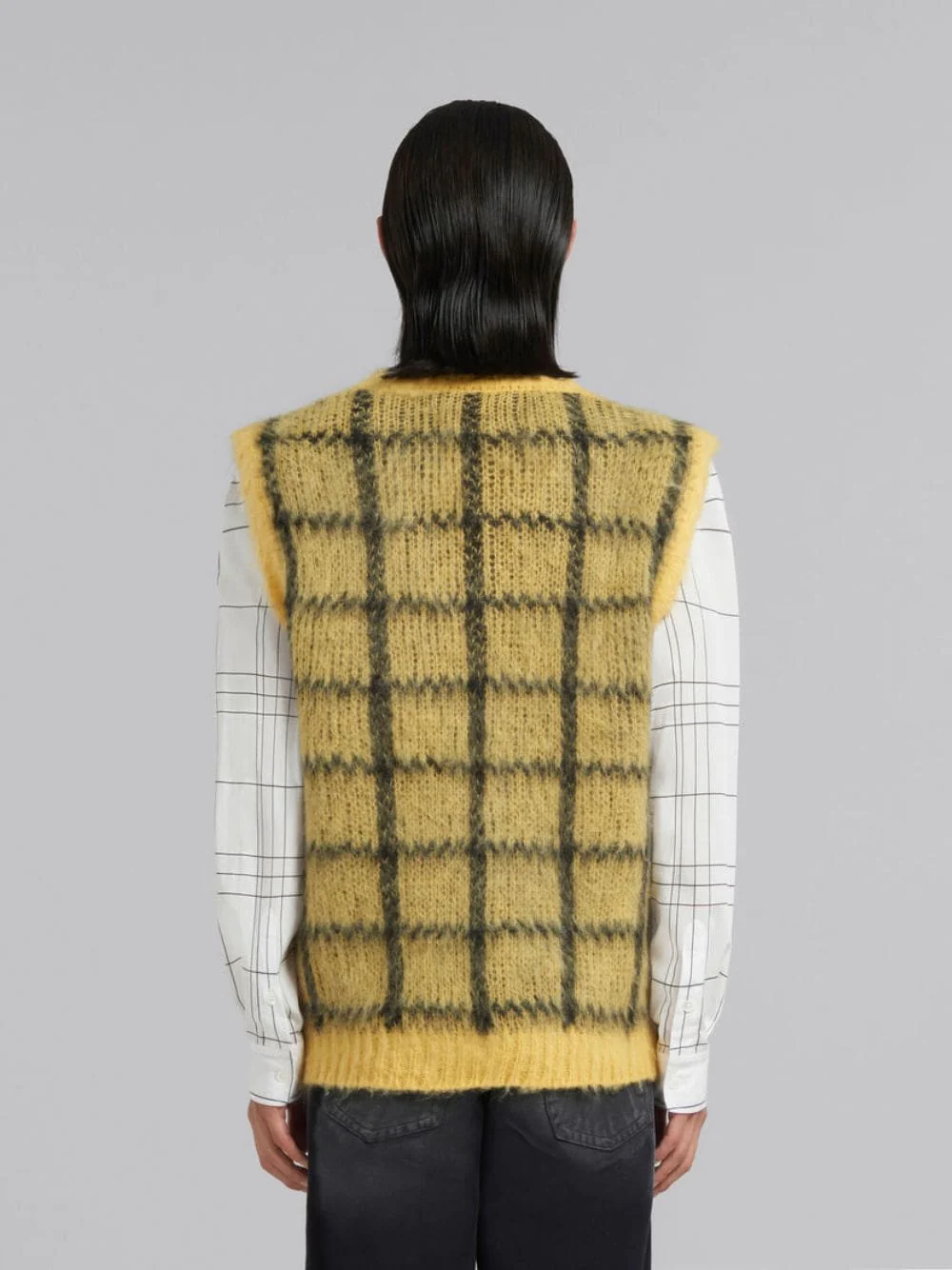 Yellow Checked Mohair Vest - Image 4