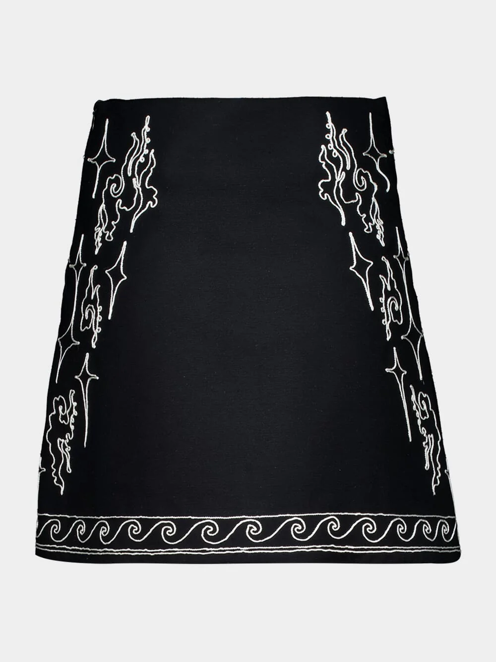 Black Cloud Mini Skirt with Ivory Embroidery - Image 2
