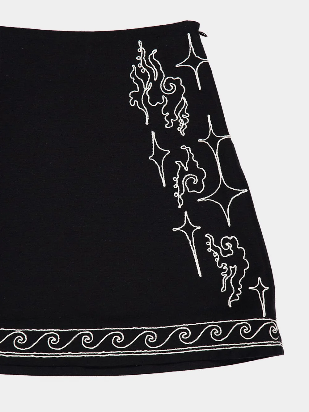 Black Cloud Mini Skirt with Ivory Embroidery - Image 3