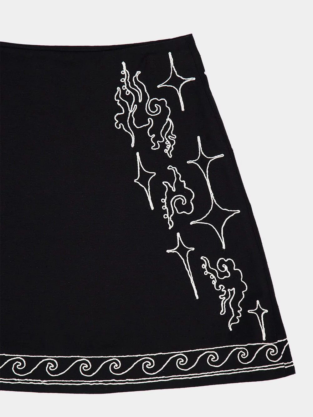 Black Cloud Mini Skirt with Ivory Embroidery - Image 4