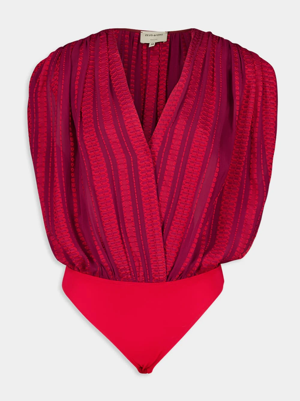 Burgundy Diktamo Textured Silk Bodysuit - Image 2
