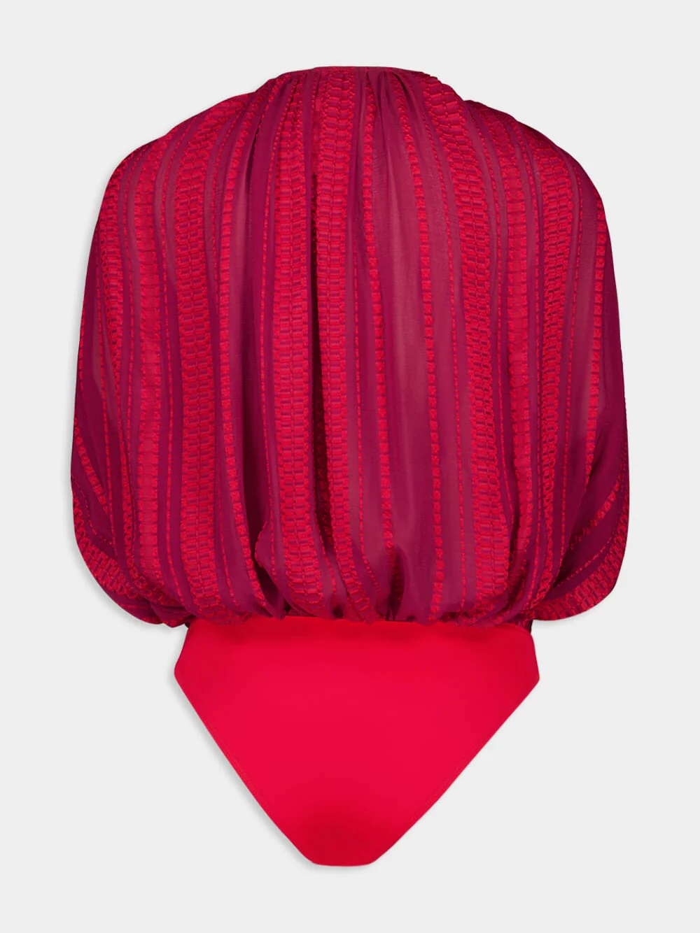 Burgundy Diktamo Textured Silk Bodysuit - Image 3