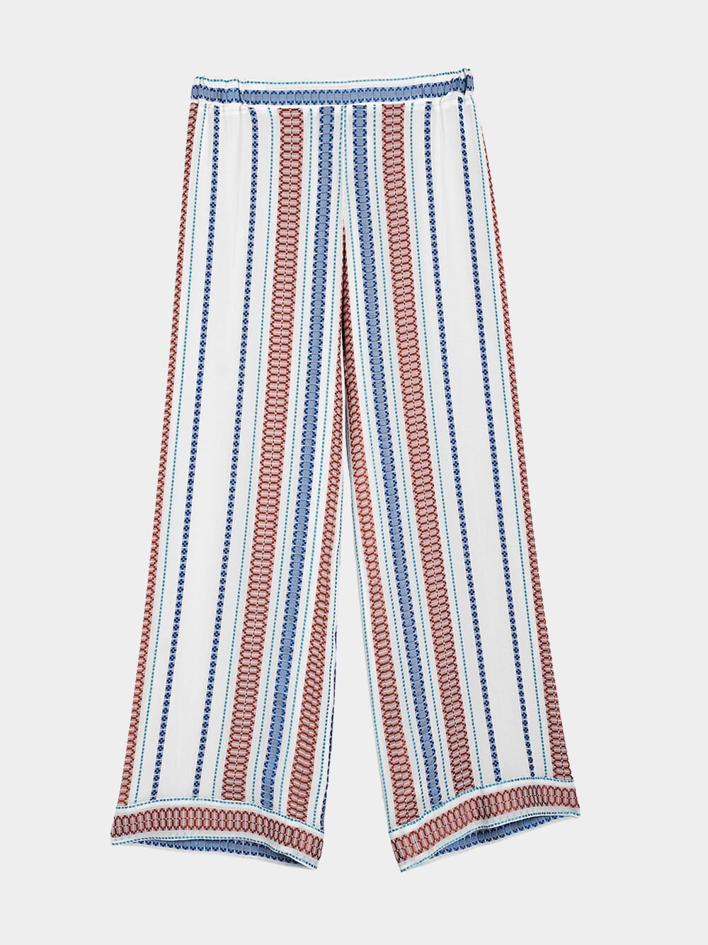 Abaton Textured Silk White Trousers