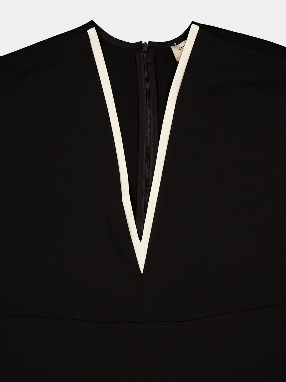 Black Bicolor V-Neck Midi Dress - Image 4