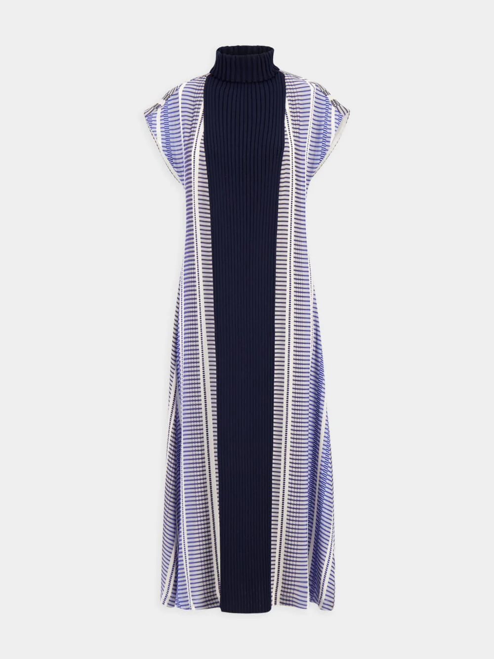 Blue Ziria Maxi Dress with Knitted Turtleneck