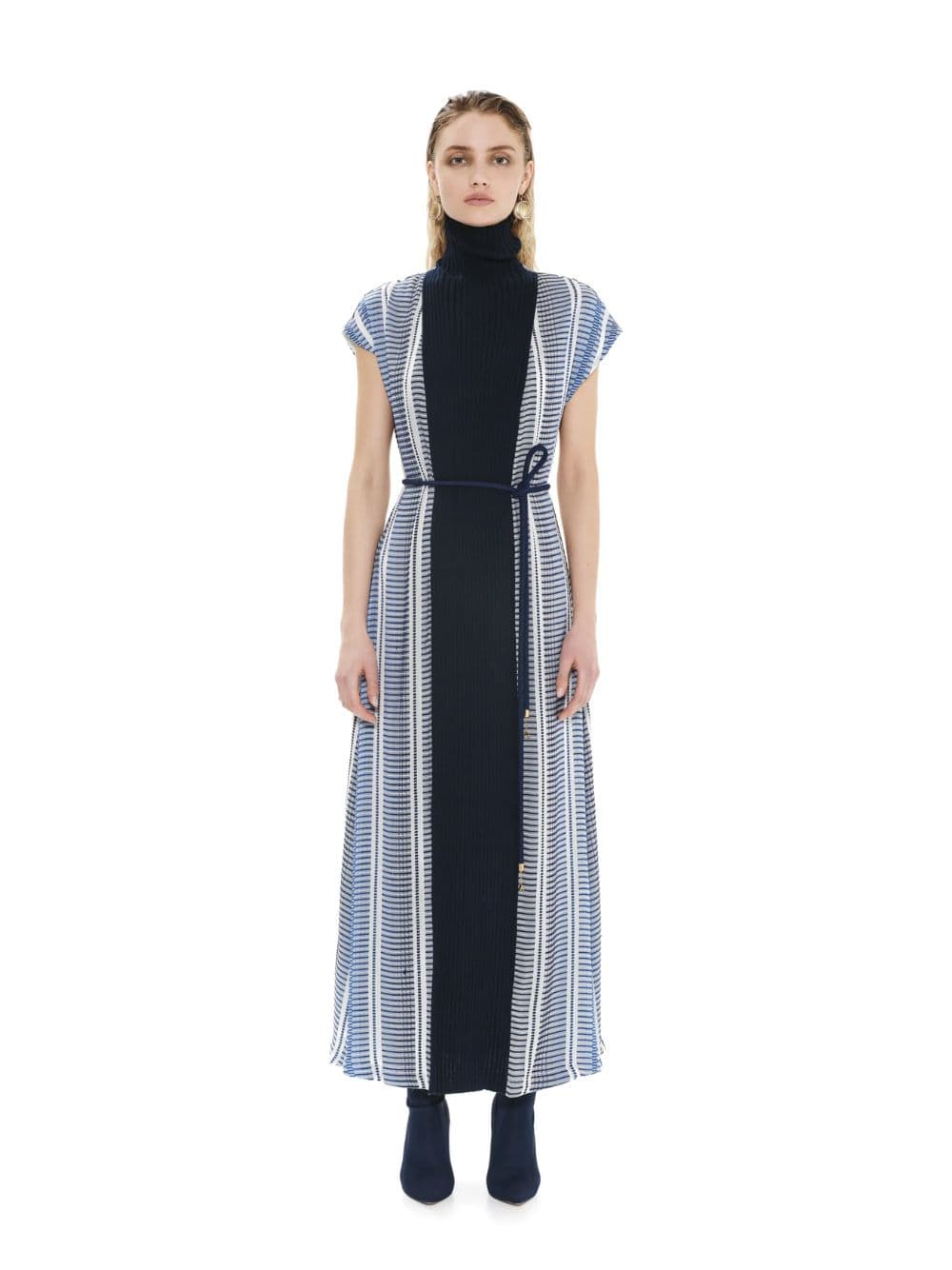 Blue Ziria Maxi Dress with Knitted Turtleneck - Image 2