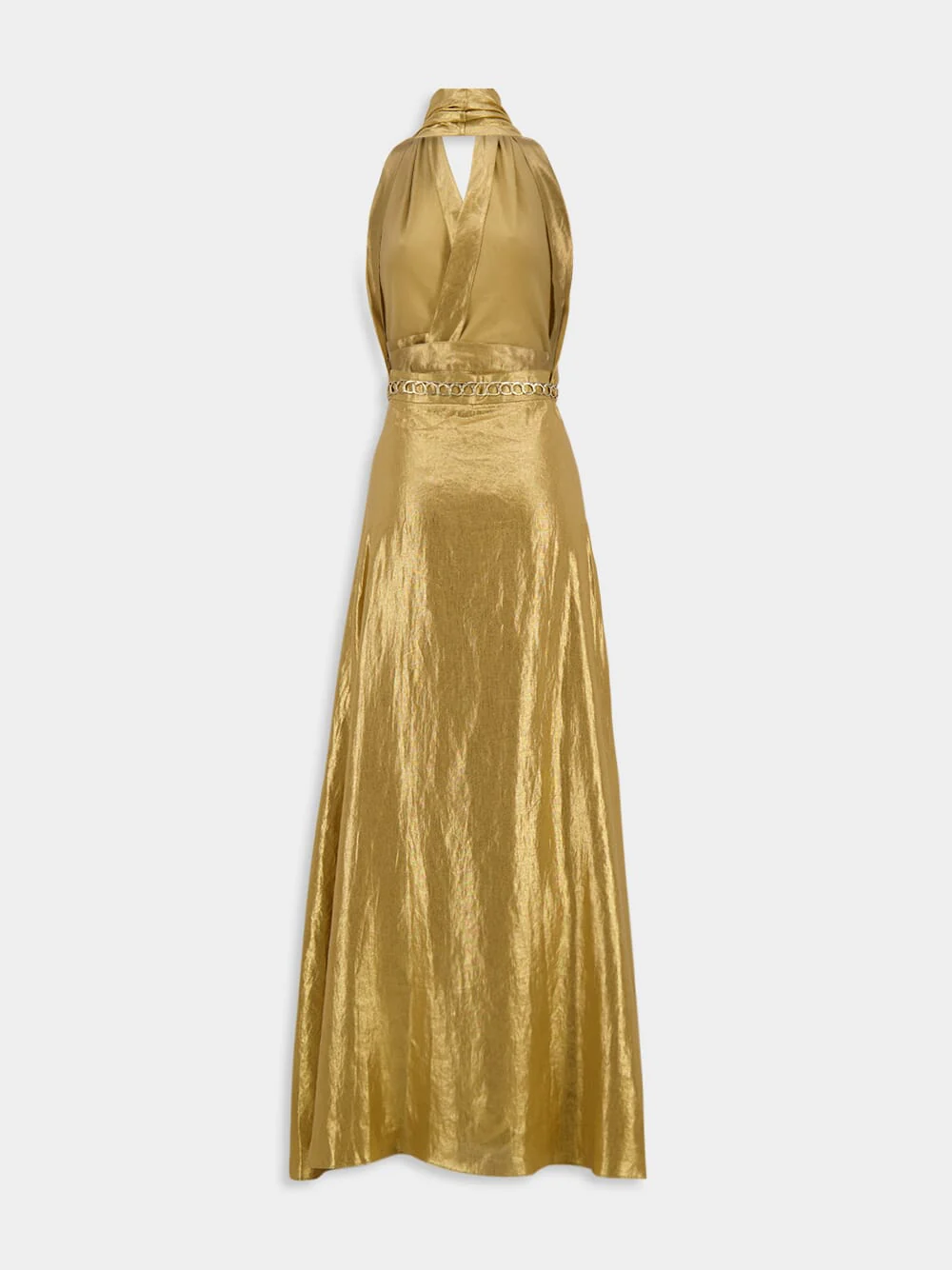 Helios Golden Halter Maxi Dress - Image 3