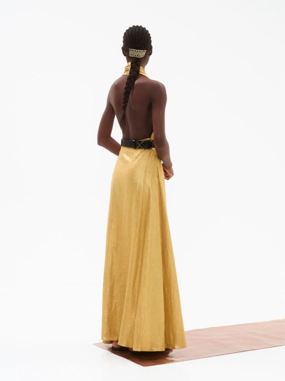 Helios Golden Halter Maxi Dress - Image 4