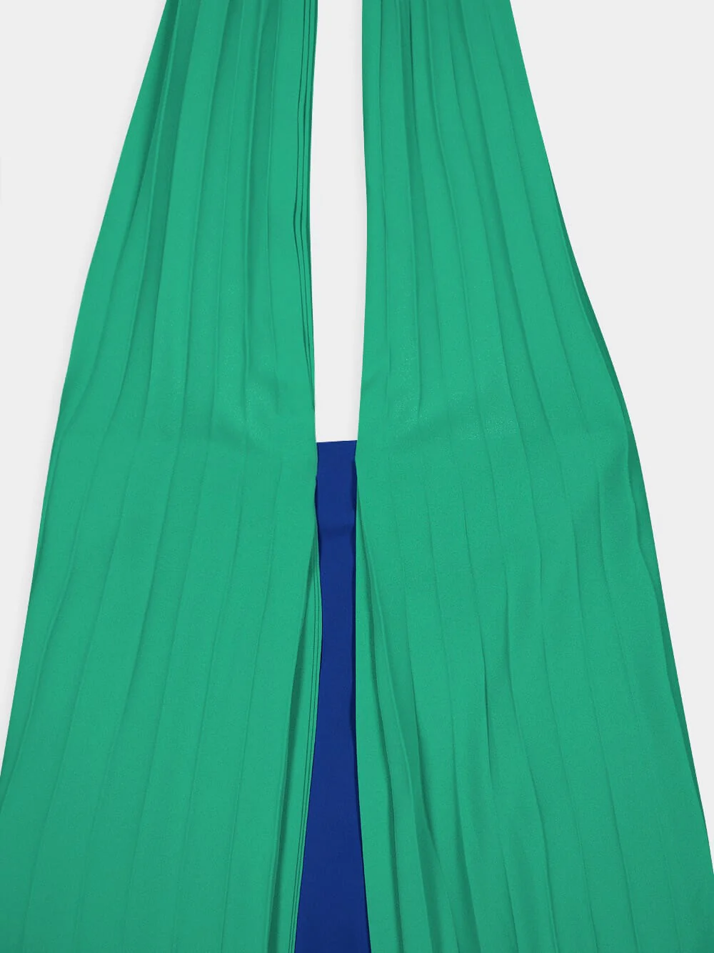 Rhodes Pleated Halter Neck Blue and Green Dress - Image 4