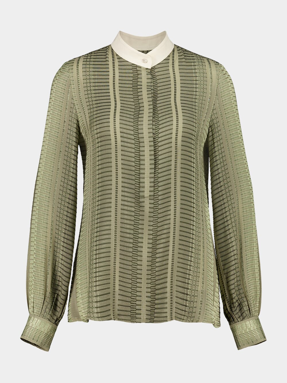 Sage Green Hera Textured Silk Blouse - Image 2