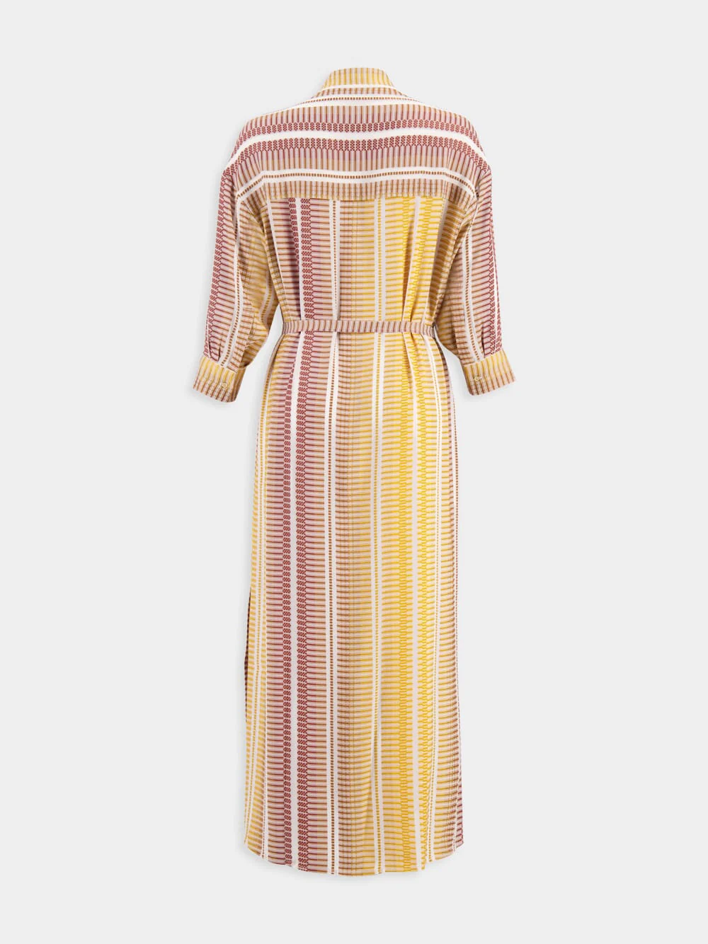 Striped Silk Midi Caftan with Stand Collar - Image 2