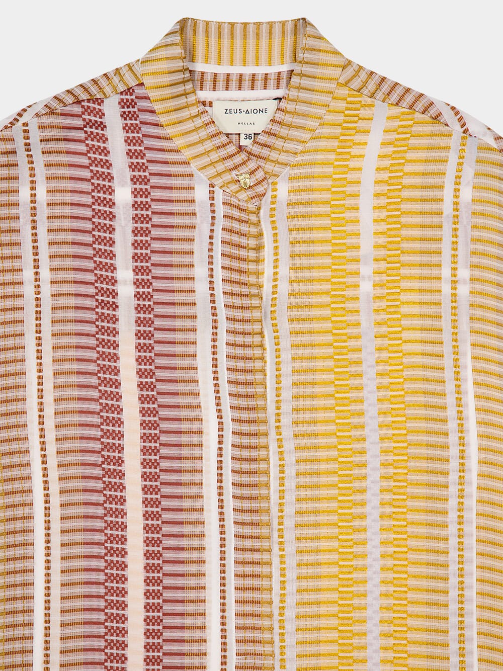 Striped Silk Midi Caftan with Stand Collar - Image 3