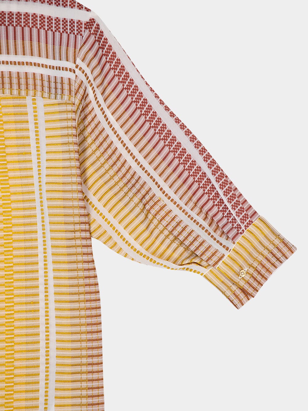 Striped Silk Midi Caftan with Stand Collar - Image 4