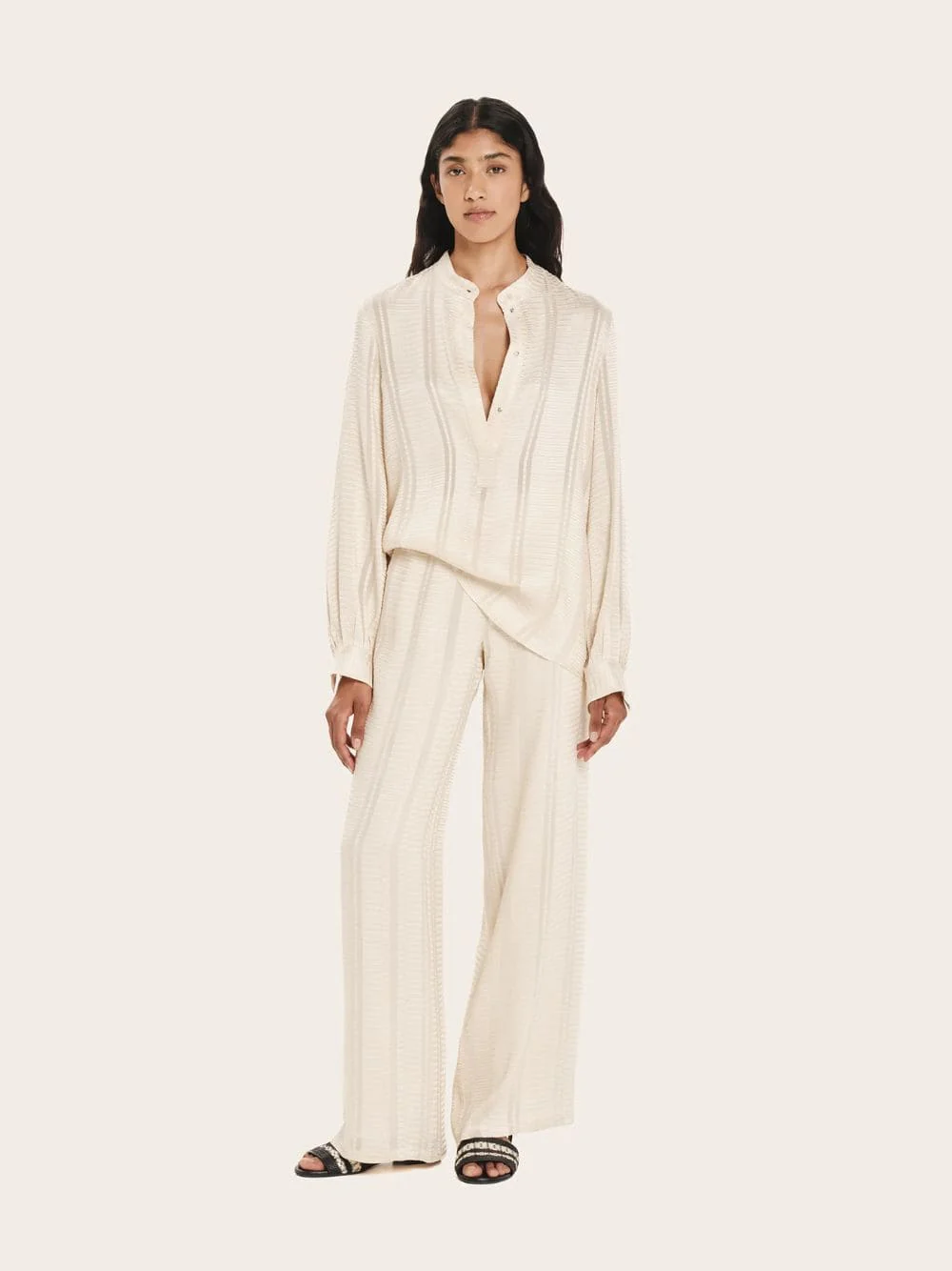 Ecru Hera Textured Silk Blouse